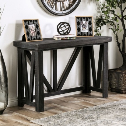 Furniture of America Halton Hills Rustic Fsc Certified Solid with Wood Brazilian Pine Charcoal Sofa Table Model EM4001DG-S