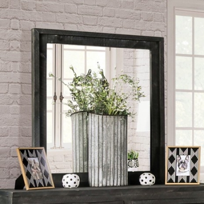 Furniture of America Oakridge Rustic Fsc Certified Solid with Wood Brazilian Pine Charcoal Mirror Model EM7074DG-M