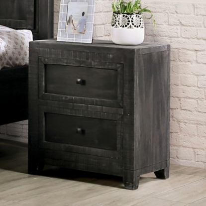 Furniture of America Oakridge Rustic Fsc Certified Solid with Wood Brazilian Pine Charcoal Night Stand Model EM7074DG-N