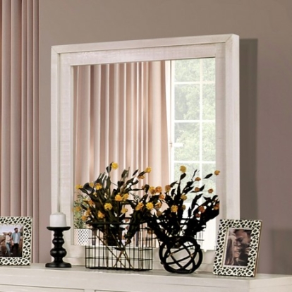 Furniture of America Oakridge Rustic Fsc Certified Solid with Wood Brazilian Pine Ivory Mirror Model EM7074IV-M