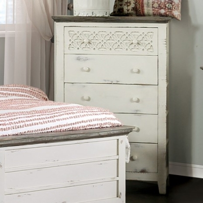 Furniture of America Myrtlemoore Rustic Fsc Certified Solid with Wood Brazilian Pine Vintage Ivory-Rustic Gray Chest Model EM7079IV-C