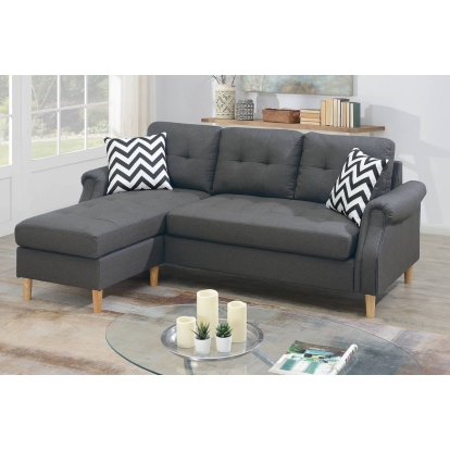 Poundex Reversible Sectional Set With 2 Accent Pillows Model F6459