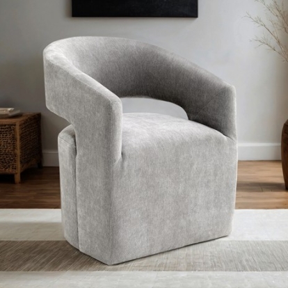 Furniture Of America Tresa Contemporary Engineered Wood, Fabric, Foam, Solid Wood Light Gray Arm Chair With Casters | FM-AC3002LG