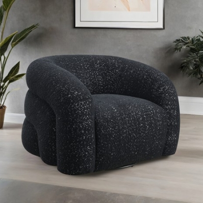 Furniture Of America Freja Contemporary Chenille, Engineered Wood, Foam, Metal Black Swivel Chair | FM-AC6003BK-SW