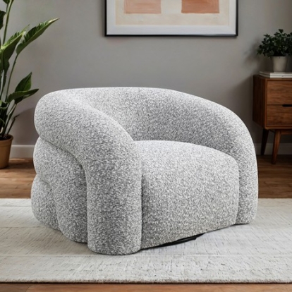 Furniture Of America Freja Contemporary Chenille, Engineered Wood, Foam, Metal Gray Swivel Chair | FM-AC6003GY-SW