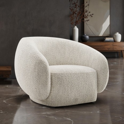 Furniture Of America Savino Contemporary Chenille, Engineered Wood, Foam, Metal Beige Swivel Chair | FM-AC6004BG-SW