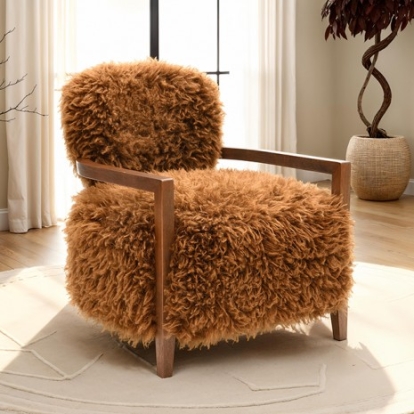 Furniture Of America Eramo Contemporary Engineered Wood, Fabric Camel Brown Accent Chair | FM-AC6005BR