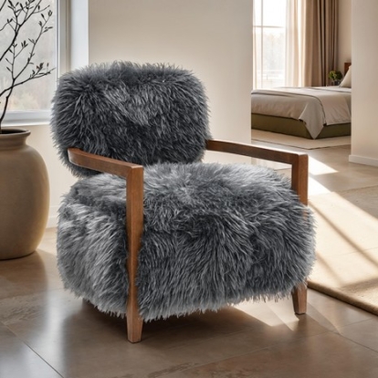 Furniture Of America Eramo Contemporary Engineered Wood, Fabric Charcoal Gray Accent Chair | FM-AC6005DG
