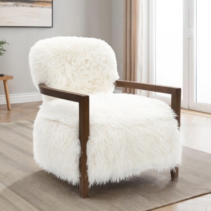 Furniture Of America Eramo Contemporary Engineered Wood, Fabric White Accent Chair | FM-AC6005WH