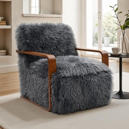 Furniture Of America Elardo Contemporary Engineered Wood, Fabric Charcoal Gray Accent Chair | FM-AC6006DG