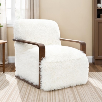 Furniture Of America Elardo Contemporary Engineered Wood, Fabric White Accent Chair | FM-AC6006WH