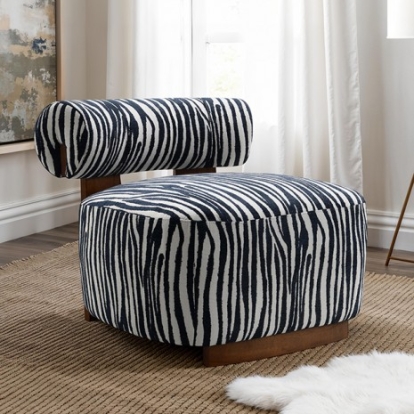 Furniture Of America Niobe Contemporary Chenille, Engineered Wood, Foam, Spring Midnight Blue Accent Chair | FM-AC6007BL