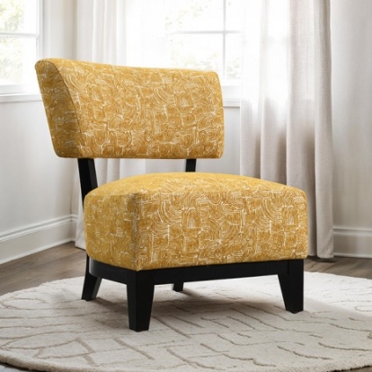 Furniture Of America Aveni Contemporary Engineered Wood, Fabric, Foam, Solid Wood Yellow Accent Chair | FM-AC6008YL