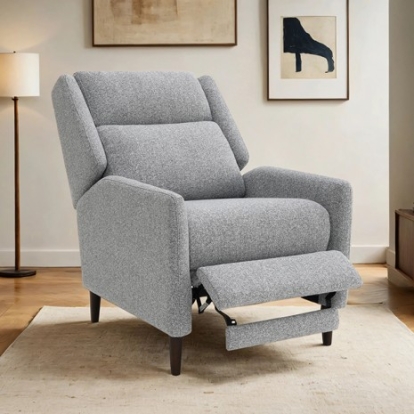 Furniture Of America Psyche Mid-Century Modern Engineered Wood, Fabric, Faux Leather, Foam, Metal, Solid Wood Gray Pushback Recliner | FM-AC6009GY
