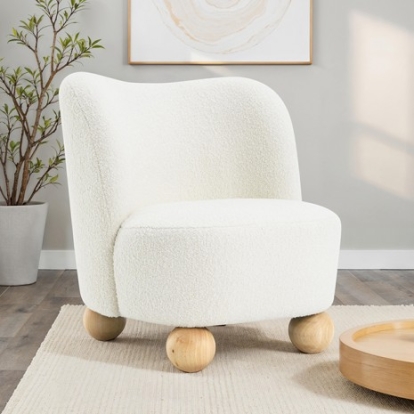 Furniture Of America Karey Contemporary Fabric, Foam, Solid Wood White Accent Chair | FM-AC6010WH