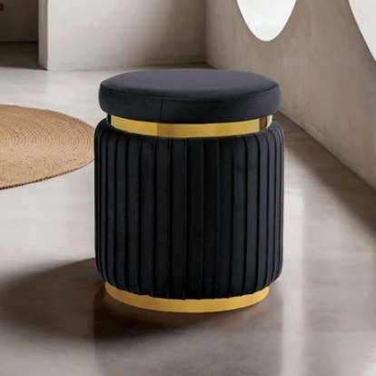 Furniture Of America Dottie Contemporary Engineered Wood, Fabric, Stainless Steel Black Stool | FM-AC8000BK