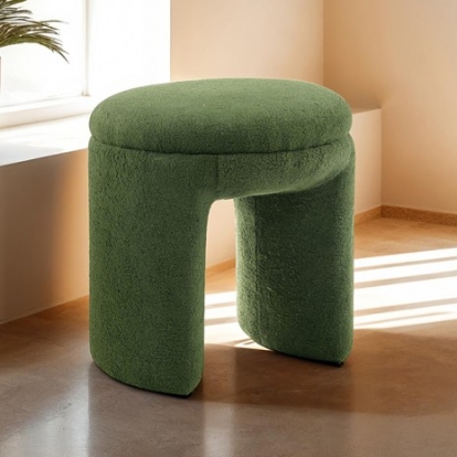 Furniture Of America Janetta Contemporary Teddy-Like Fabric, Solid Wood Green Stool | FM-AC8004GR