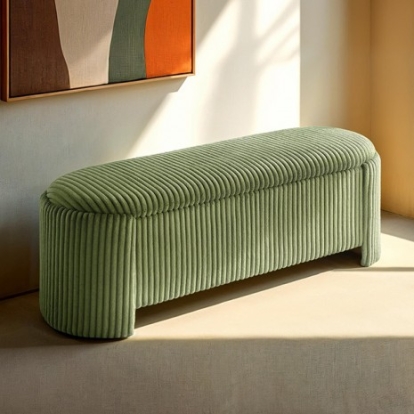 Furniture Of America Grainne Contemporary Corduroy, Engineered Wood Green Storage Bench | FM-AC8007GR