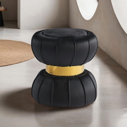 Furniture Of America Dorothea Contemporary Engineered Wood, Stainless Steel, Velvet Black Stool | FM-AC8008BK
