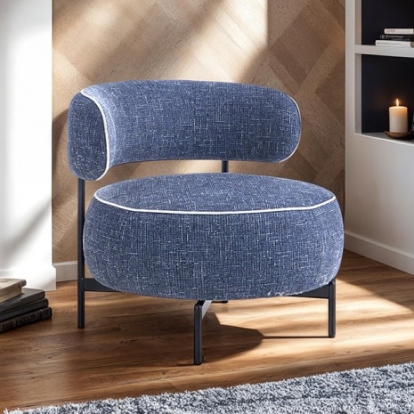 Furniture Of America Florens Contemporary Fabric, Metal, Solid Wood Dark Blue Swivel Chair | FM-AC8015BL