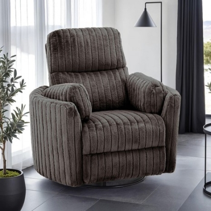 Furniture Of America Belper Contemporary Engineered Wood, Eucalyptus Wood, Fabric, Fiber, Foam Chocolate Brown Power Glider Recliner W/ Swivel | FM-AC8018DB-PM