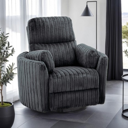 Furniture Of America Belper Contemporary Engineered Wood, Eucalyptus Wood, Fabric, Fiber, Foam Dark Gray Power Glider Recliner W/ Swivel | FM-AC8018DG-PM