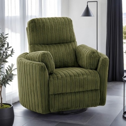Furniture Of America Belper Contemporary Engineered Wood, Eucalyptus Wood, Fabric, Fiber, Foam Olive Green Power Glider Recliner W/ Swivel | FM-AC8018GR-PM