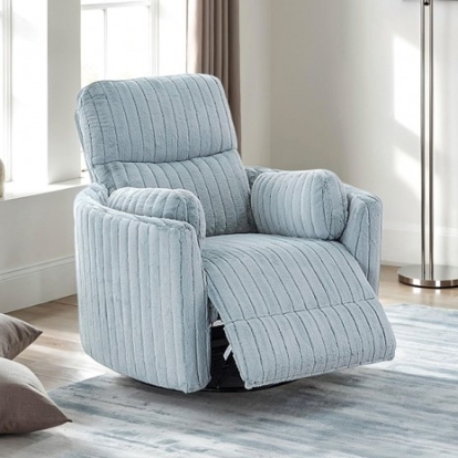 Furniture Of America Belper Contemporary Engineered Wood, Eucalyptus Wood, Fabric, Fiber, Foam Sky Blue Power Glider Recliner W/ Swivel | FM-AC8018PB-PM