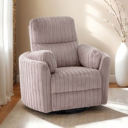 Furniture Of America Belper Contemporary Engineered Wood, Eucalyptus Wood, Fabric, Fiber, Foam Taupe Power Glider Recliner W/ Swivel | FM-AC8018TP-PM