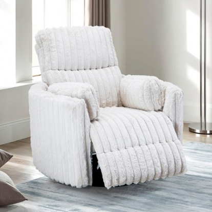 Furniture Of America Belper Contemporary Engineered Wood, Eucalyptus Wood, Fabric, Fiber, Foam White Power Glider Recliner W/ Swivel | FM-AC8018WH-PM