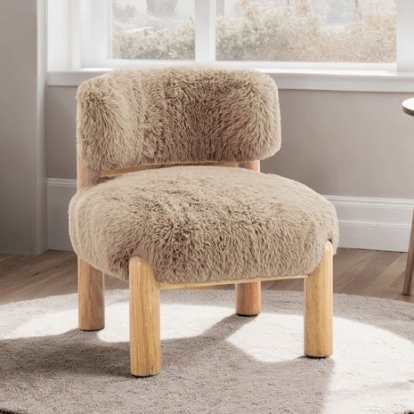 Furniture Of America Alcoba Contemporary Fabric, Foam, Wood Mushroom Accent Chair | FM-AC8019LB