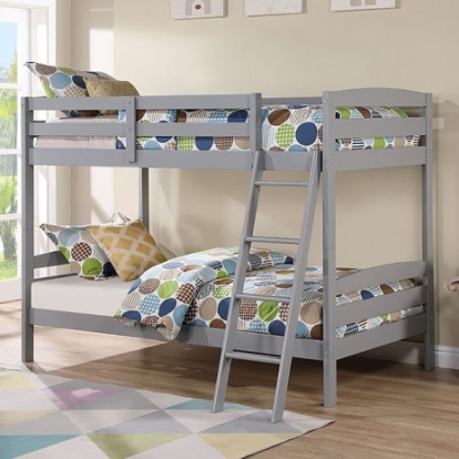 Furniture of America Candice Transitional Solid with Wood Gray Twin-Twin Bunk Bed Model FM-BK002GY