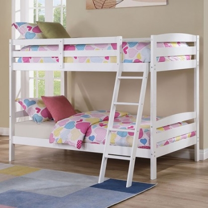 Furniture of America Candice Transitional Solid with Wood White Twin-Twin Bunk Bed Model FM-BK002WH