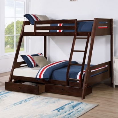 Furniture of America Emilee Transitional Solid with Wood Espresso Twin-Full Bunk Bed Model FM-BK003ES-BED