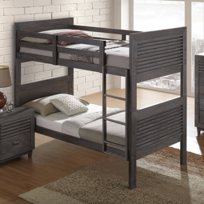 Furniture Of America Witham Transitional Solid Hardwood Charcoal Brown Twin/Twin Bunk Bed | FM-BK108DB-T-BED