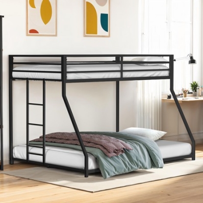 Furniture Of America Rothwell Contemporary Metal, Others Matte Black Twin/Full Metal Bunk Bed | FM-BK1200BK-TF