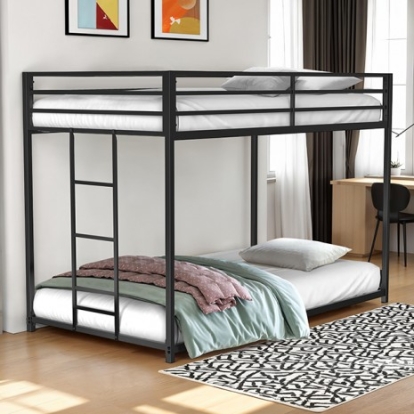 Furniture Of America Rothwell Contemporary Metal, Others Matte Black Twin/Twin Metal Bunk Bed | FM-BK1200BK-TT