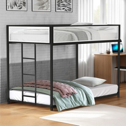 Furniture Of America Southall Contemporary Metal, Others Matte Black/Matte White Twin/Twin Metal Bunk Bed | FM-BK1201BK-TT
