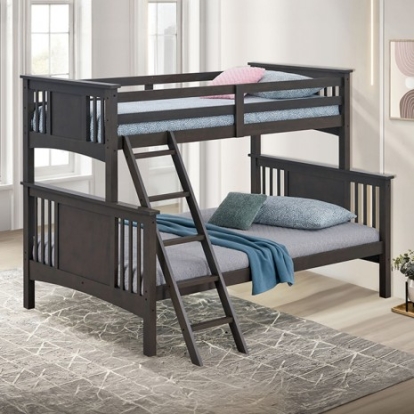 Furniture of America Spring Creek Transitional Engineered with Wood Solid Hardwood Stain Gray Twin-Full Bunk Bed Model FM-BK602F-GY-BED