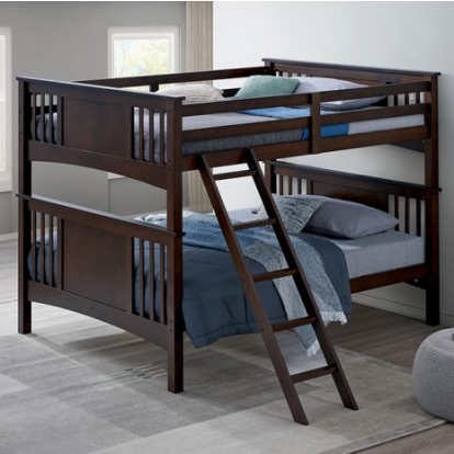 Furniture Of America Spring Creek Transitional Engineered Wood, Solid Hardwood Dark Walnut Full/Full Bunk Bed | FM-BK602FF-DW-BED