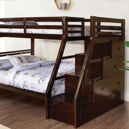 Furniture Of America Ellington Transitional Engineered Wood, Solid Wood, Wood Veneer Espresso Twin/Full Bunk Bed | FM-BK611ES-BED