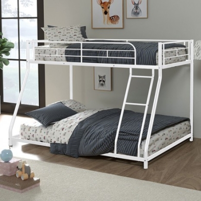 Furniture of America Panos Contemporary Metal White Twin-Full Metal Bunkbed Model FM-BK901WH-TF