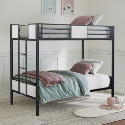 Furniture of America Molton Contemporary Metal Black Twin-Twin Metal Bunkbed Model FM-BK902BK-TT