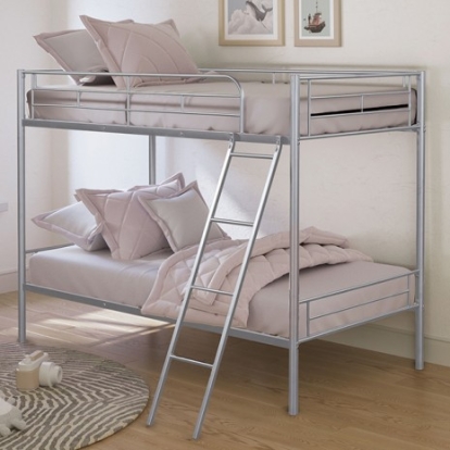 Furniture of America Hector Contemporary Metal Silver Twin-Twin Metal Bunkbed Model FM-BK903SV-TT