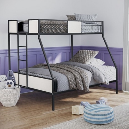 Furniture of America Molton Contemporary Metal Black Twin-Full Metal Bunkbed Model FM-BK904BK-TF