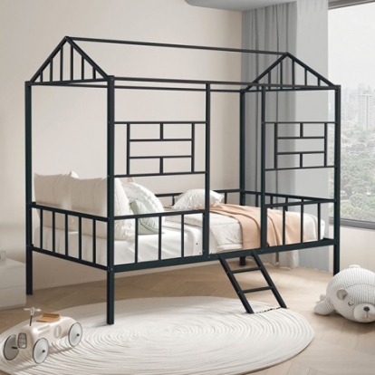 Furniture of America Rhonda Contemporary Metal Black Twin Loft Bed Model FM-BK908BK-T
