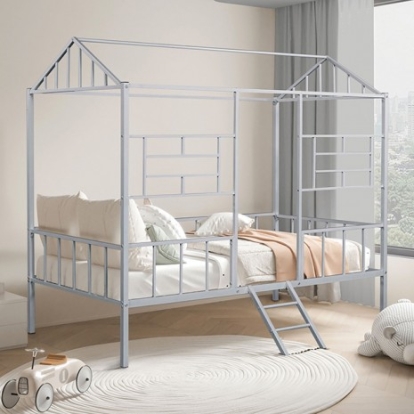 Furniture of America Rhonda Contemporary Metal Silver Twin Loft Bed Model FM-BK908SV-T