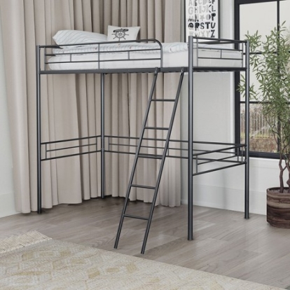 Furniture of America Myles Contemporary Metal Black Twin Loft Bed Model FM-BK910BK-T