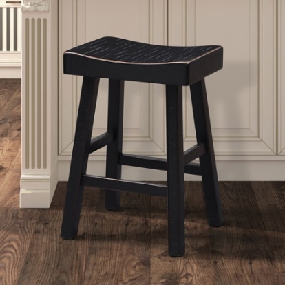 Furniture of America Biasca Transitional Solid with Wood Black 24" Stool (2-Ctn) Model FM-BR3001BK-24-2PK