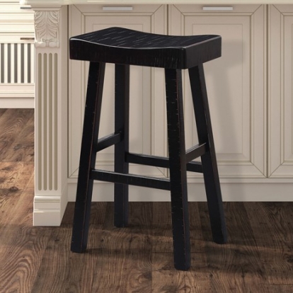Furniture Of America Biasca Transitional Solid Wood Black 29" Stool (2/Ctn) | FM-BR3001BK-29-2PK